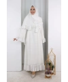 Şallı Fırfırlı Elbise 6085 Ekru