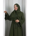Şallı Fırfırlı Elbise 6085 Haki