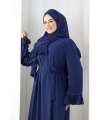 Şallı Fırfırlı Elbise 6085 Lacivert