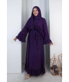 Şallı Fırfırlı Elbise 6085 Mor
