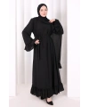 Şallı Fırfırlı Elbise 6085 Siyah