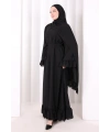 Şallı Fırfırlı Elbise 6085 Siyah