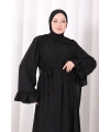 Şallı Fırfırlı Elbise 6085 Siyah