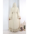 Şallı Fırfırlı Elbise 6085 Taş