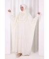Şallı Fırfırlı Elbise 6088 Ekru
