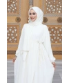 Şallı Kruvaze Namaz Elbisesi  6027 Ekru
