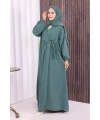 Şallı Kruvaze Namaz Elbisesi  6027 Mint