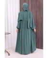 Şallı Kruvaze Namaz Elbisesi  6027 Mint
