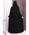 Şallı Kruvaze Namaz Elbisesi  6027 Siyah