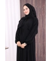 Şallı Kruvaze Namaz Elbisesi  6027 Siyah
