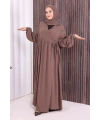 Şallı Kruvaze Namaz Elbisesi  6027 Vizon