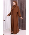 Şallı Namaz Elbisesi 3857 Kahverengi