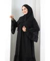 Şallı Taşlı Abaya 7094 Siyah