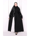 Şerit Düğme Detaylı Elbise 6098 Ekru