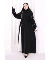 Şerit Düğme Detaylı Elbise 6098 Ekru