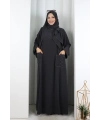 Süs Dikişli Şallı Elbise 7015 Füme