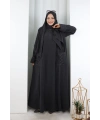 Süs Dikişli Şallı Elbise 7015 Füme