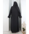 Süs Dikişli Şallı Elbise 7015 Füme