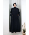 Süs Dikişli Şallı Elbise 7015 Lacivert