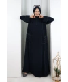 Süs Dikişli Şallı Elbise 7015 Lacivert