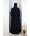 Süs Dikişli Şallı Elbise 7015 Lacivert