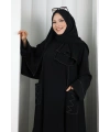 Süs Dikişli Şallı Elbise 7015 Siyah