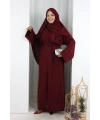 Taş Detaylı Şallı Abaya 7096 Bordo