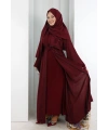 Taş Detaylı Şallı Abaya 7096 Bordo