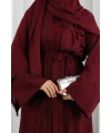 Taş Detaylı Şallı Abaya 7096 Bordo