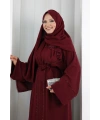 Taş Detaylı Şallı Abaya 7096 Bordo