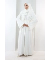 Taş Detaylı Şallı Abaya 7096 Ekru