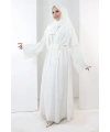 Taş Detaylı Şallı Abaya 7096 Ekru