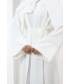 Taş Detaylı Şallı Abaya 7096 Ekru