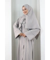 Taş Detaylı Şallı Abaya 7096 Gri