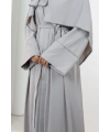 Taş Detaylı Şallı Abaya 7096 Gri
