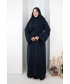 Taş Detaylı Şallı Abaya 7096 Lacivert