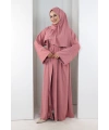 Taş Detaylı Şallı Abaya 7096 Pudra