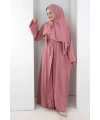 Taş Detaylı Şallı Abaya 7096 Pudra