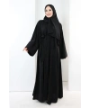 Taş Detaylı Şallı Abaya 7096 Siyah