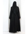 Taş Detaylı Şallı Abaya 7096 Siyah