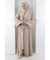 Taş Detaylı Şallı Abaya 7096 Taş