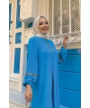 Taş İşleme Detaylı Pantolonlu Tunik Takım 8464 Mavi