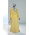 Tek Omuz Gold Toka Detaylı Tunik Pantolon Takım 8698 Sarı