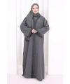 Üçlü Dantelli Abayalı Takım 6089 Füme