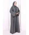 Üçlü Dantelli Abayalı Takım 6089 Füme