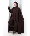 Uzun Hırkalı Üçlü Takım 8713 Kahverengi