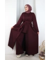 Uzun Hırkalı Üçlü Takım 8716 Mürdüm