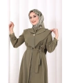 Yaka Detaylı Ferace Elbise 7066 Haki