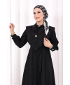 Yaka Detaylı Ferace Elbise 7066 Siyah