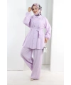 Yarasakol Düğmeli Takım 8705 Lila